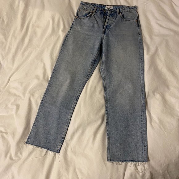 Zara High-Rise Straight-Leg Jeans Light Blue - Picture 2 of 8